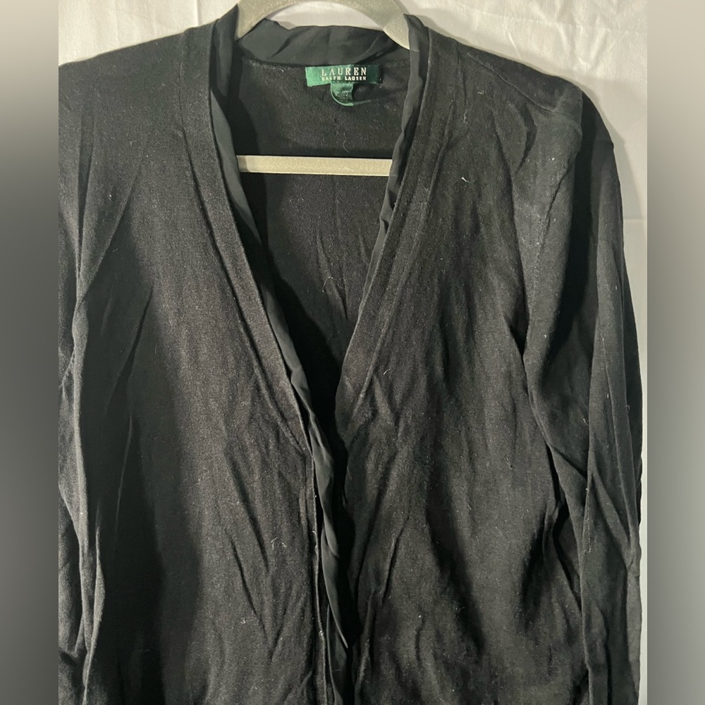 Light linen cardigan by Lauren Ralph Lauren in black